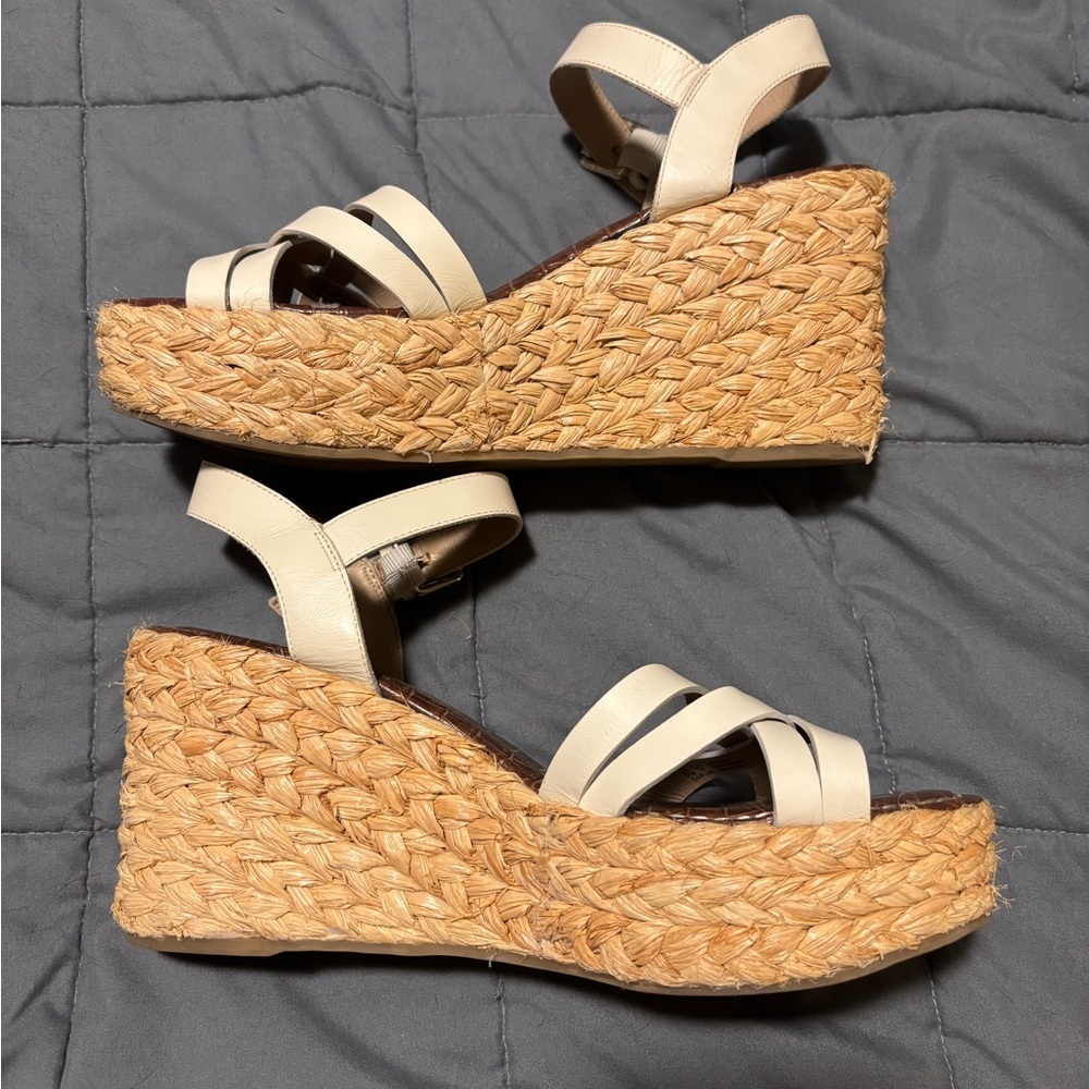 SAM EDELMAN Ivory Darline Platform Espadrille Wedge Sandals Womens Size 11 - Picture 8 of 10